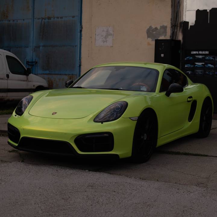 TECKWRAP RB07-HD Acid Lime fényes gyöngyház autófólia - Porsche Cayman - 8 - Fotó - {PHOTO}